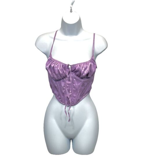 Urban Outfitters Corset Top Lavender Satin New size small - Picture 3 of 13